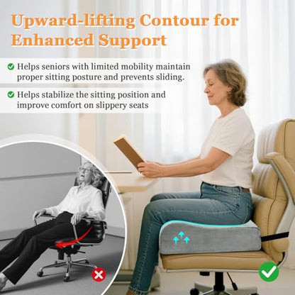 Adult Seat Booster Chair Lift Cushions for Elderly, Office Extra Thick Large Cushion to Raise Height, Heavy People Seniors Wheel Chair Pad, Back Tailbone Sciatica Pressure Relief Foam