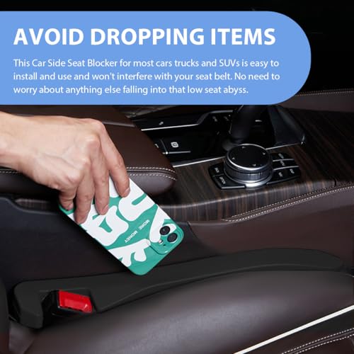 2 PCS Car Seat Gap Filler, PU Leather Car Seat Side Gap Filler to Fill The Gap Between Seat and Console, Universal Car Seat Gap Filler to Prevent Item from Falling for Most Vehicles (Black) - color: Black