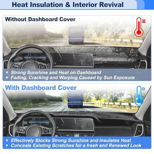 Flannel Dashboard Cover for Kia Seltos 2024 2025 2026 Interior Dash Cover Mat Pad Carpet Non-Slip Dashboard Protector Sunshine UV & Heat Resistant Black - style: for Kia Seltos 2024 2025 2026