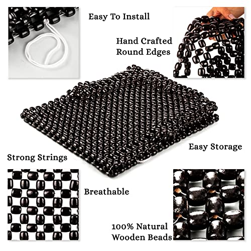 Zento Deals Bead Seat Cover Black Royal Wood Massage Cool Premium Comfort Cushion- Reduces Fatigue the Car or Truck or Your Office Chair