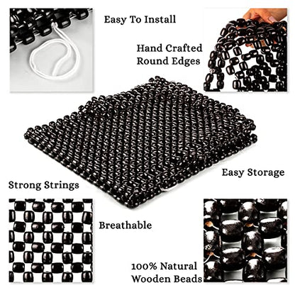 Zento Deals Bead Seat Cover Black Royal Wood Massage Cool Premium Comfort Cushion- Reduces Fatigue the Car or Truck or Your Office Chair