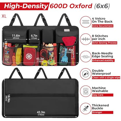 SURDOCA Car Trunk Organizer, LARGE CAPACITY(43 x 19 in) Car Storage Bag with 8 Pockets, 7X Upgraded Trunk Storage Organizer for Car, SUV, Truck, MPV