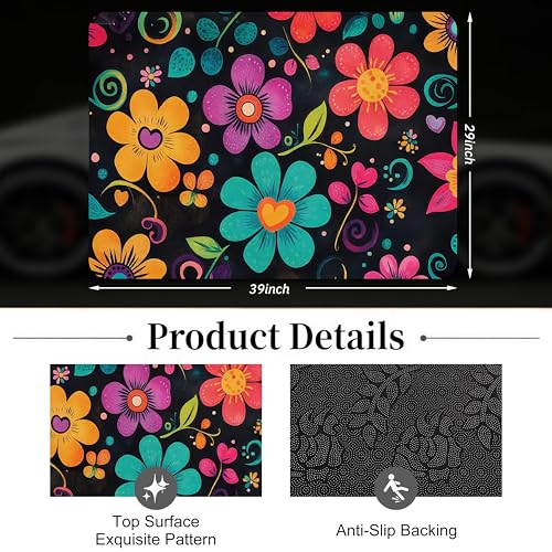 Car Trunk Mat - Universal Size 29" x 39", Floral Pattern Cargo Liner, Car Accessory for SUVs/Sedan/Wagons, Durable Protective Mat, Trunk Liner for Families/Travel Enthusiasts (Flowers-8) - style: flowers-8