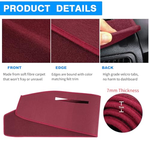 Dashboard Cover Custom Fit for Ford 1973-1979 F100 F150 F250 F350 Bronco Pickup Truck, Dash Cover Pad Carpet Protector (Maroon) - color: 1973-1979 Maroon