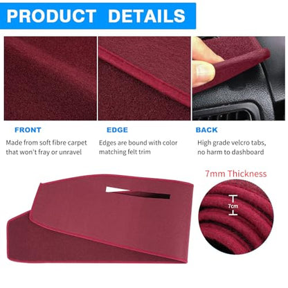 Dashboard Cover Custom Fit for Ford 1973-1979 F100 F150 F250 F350 Bronco Pickup Truck, Dash Cover Pad Carpet Protector (Maroon) - color: 1973-1979 Maroon