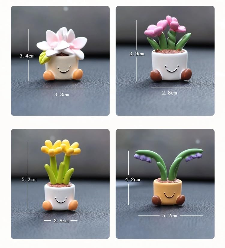 Cute car Accessories for Women,Mini Flower Pot Elf Car Ornament, Adorable mini Plant Car Interior Dashboard Accessories (A) - style: A