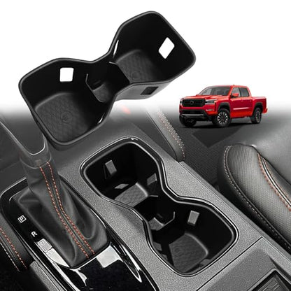 Center Console Cup Holder Inserts Compatible with 2022-2025 2026 Nissan Frontier Accessories Middle Console Armrest Front Drink Stopper Non-Slip Organizer Drink Cup Holder Organizer