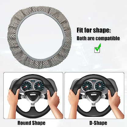 X AUTOHAUX Steering Wheel Cover Universal Elastic Stretch Antislip Breathable Microfiber Ice Silk Interior Trim Wheel Protector for Car Truck SUV Gray - color: Gray