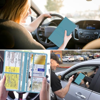 Car Registration & Insurance Card Holder Leather Auto Glove Box Organizer Document Wallet with Magnetic Shut - color: Blue-Upgraded