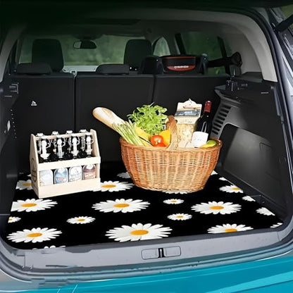 Universal Car Trunk Mat 29" x 39", Beautiful Daisies All Weather Trunk Protection Cargo Liner,Durable Cargo Mat Rear Trunk Liner, Stylish Vehicle Interior Accessories Suitable for Most Car Models - color: Beautiful Daisies