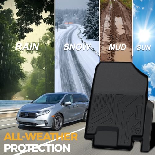 Floor Mats for Honda Odyssey 2018-2026, All Weather Floor Mats Trunk Cargo Liner and Door Sill Guards Accessories, Full Coverage Set - style: For Honda Odyssey | 2018-2026
