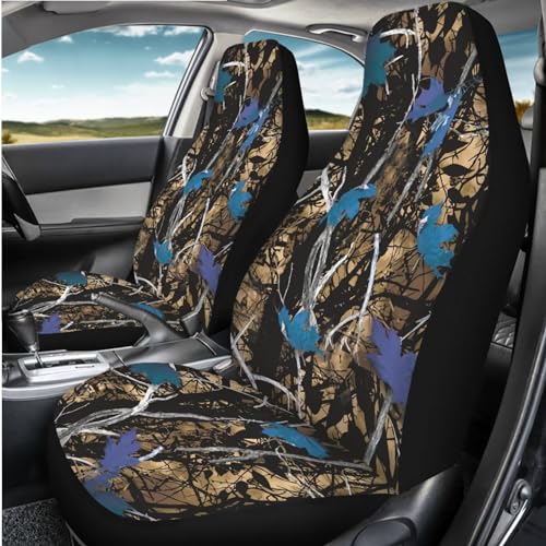 Blue Camo Hunting Seat Covers for Cars Front Seat, Two Pack Front Seat Covers Car Seat Protectors Universal fit SUV Truck Van Sedans Automotive Interior Covers - color: Blue Camo Hunting