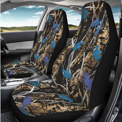 Blue Camo Hunting Seat Covers for Cars Front Seat, Two Pack Front Seat Covers Car Seat Protectors Universal fit SUV Truck Van Sedans Automotive Interior Covers - color: Blue Camo Hunting