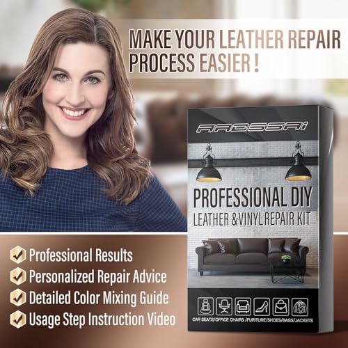 Leather Repair Kit for Furniture, Couch & Car Seats – Match Any Color, Fix Tears, Cracks, Scratches & Holes, Easy Leather & Vinyl Repair