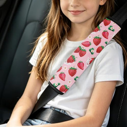 2 Pcs Seat Belt Cover for Kids, Strawberry Car Seat Strap Pads for Children, Soft Car Seat Belt Cushion Pads for Women Girls Babies Adults - color: Strawberry