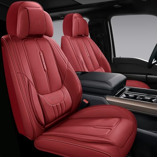 NS YOLO Universal Fit Full Coverage Leather Car Seat Covers for Cars,SUVs and Pick-up Trucks, Car Seat Protector,Automotive Seat Covers Full Set,Car Seat Cushion,Wine Red Seat Cover for 5 Seats - color: Wine Red, size: Full Set