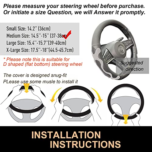 D Shaped Comfy Grip Steering Wheel Cover, Anti-Slip Design, Flat Bottom 14.5-15 Inch(Silicone Gray) - color: 4.Gray, size: D Shaped/Flat Bottom[14 1/2''-15'']