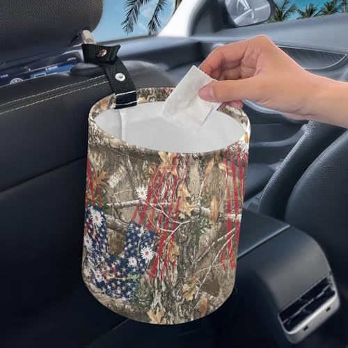 Camo Car Trash Bin Folding Vehicle Garbage Small Mini Can Travel Garbage Organizer Bag Accessories - color: Camo