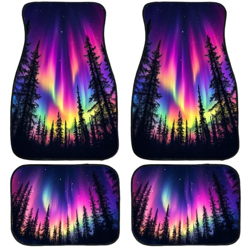 Aurora Car Floor Mats Colorful Northern Light Pine Forest Sky Carpet Front Rear Carpets Mat Decorative Car Floor Carpets Non-Slip Auto Car Accessories Universal Fit Car Accessories for Truck - color: Aurora