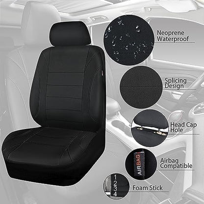 CAR PASS Neoprene Waterproof Seat Covers, Universal Fit Black Full Sets, Protective Interior Covers for Auto SUV, Vans, Sedans, Trucks - color: Black Full Sets