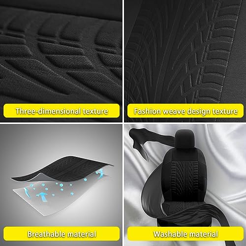 17 Car Seat Cover Full Set for Women,Universal Car Seat Cover,Plush Steering Wheel Cover,Fluffy Soft Wool Handbrake Gear,Suspension Accessories Full SUV((Patterned Black - color: Patterned Black