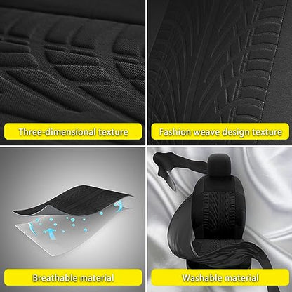 17 Car Seat Cover Full Set for Women,Universal Car Seat Cover,Plush Steering Wheel Cover,Fluffy Soft Wool Handbrake Gear,Suspension Accessories Full SUV((Patterned Black - color: Patterned Black