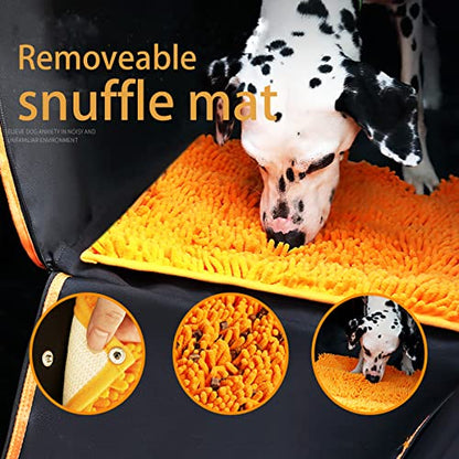 FAN WU 2-in-1 Dog Car Seat Cover with Removable Sniffle Mat - Calming Anxiety Relief Dog Hammock for Back Seat, 100% Waterproof Scratchproof Pet Seat Protector, Universal Fit for Cars, SUVs & Trucks