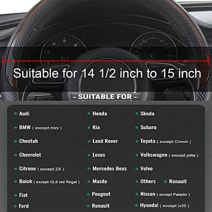 Wood Grain Steering Wheel Cover Black Universal Microfiber Leather, Suitable for 14 1/2-15 inch Comfortable Anti-Slip, Good Breathable and Odorless Car Steering Wheel Cover