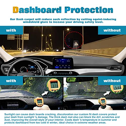 x xotic tech Center Console Dashboard Mat Pre-Cut Non-Slip Sunshield Sun Glare Protector Dash Carpet Pad Black Cover Compatible with Ford Escape 2020 2021 2022 2023 2024 2025 2026 - color: Compatible with Escape 2020-2026