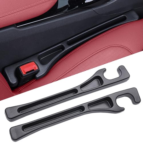 Car Seat Gap Filler 2 Pack, No Drop Seat Guard for Cars SUVs & Trucks, Car Accessories Interior for Between Seat and Console, Prevent Stop Cellphone Wallet Keys Coins and Card from Dropping - color: Black with Dual Slot