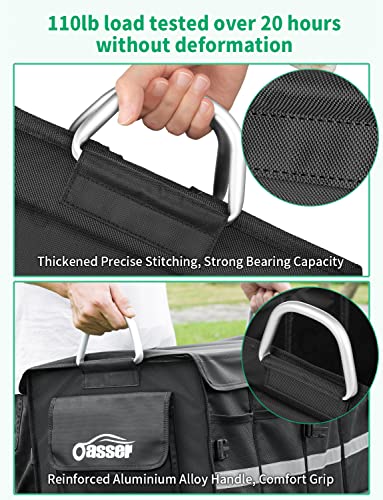 Oasser Trunk Organizer, Large, Black | Waterproof, Collapsible, Foldable Hard Cover, Aluminium Alloy Handle, Reflective Strip - color: Black, size: Large