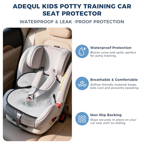Potty Training Car Seat Protector, 2 Pack Waterproof Piddle Pads Carseat, 100% Leak-Proof Machine Washable Car Seat Liner, Non-Slip Crash-Test Approved Cover for Toddlers (Gray) - color: Gray
