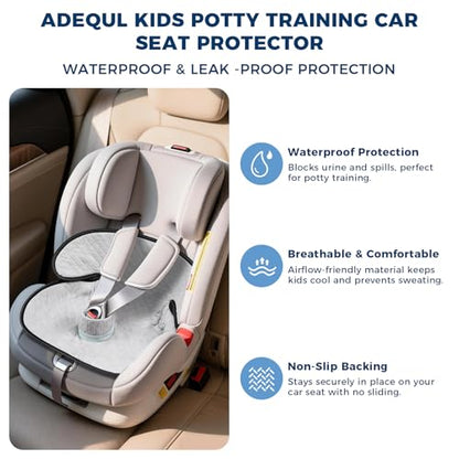 Potty Training Car Seat Protector, 2 Pack Waterproof Piddle Pads Carseat, 100% Leak-Proof Machine Washable Car Seat Liner, Non-Slip Crash-Test Approved Cover for Toddlers (Gray) - color: Gray