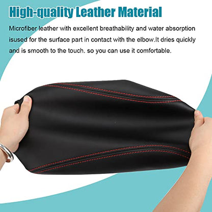 LEXLEY Center Console Pad Armrest Box Cover Waterproof Anti-Scratch Leather Protector Covers For Kia 2016-2020 Sorento-Red Stitches