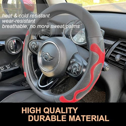 PINCTROT Large Size Comfy Grip Steering Wheel Cover, Anti-Slip Design, 15.5-15.75 Inch(Silicone Red) - color: 2.Red, size: Large Size[15 1/2''-15 3/4'']