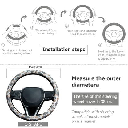 Tan Duck Camo Steering Wheel Cover Auto Leather Steering Wheel Protector, Anti-Slip, Breathable, Absorbing Sweat, Universal Camo Car Accessories 14.5–15 inch,Fit for Most Car, Trucks, SUV - style: Tan Duck Camo