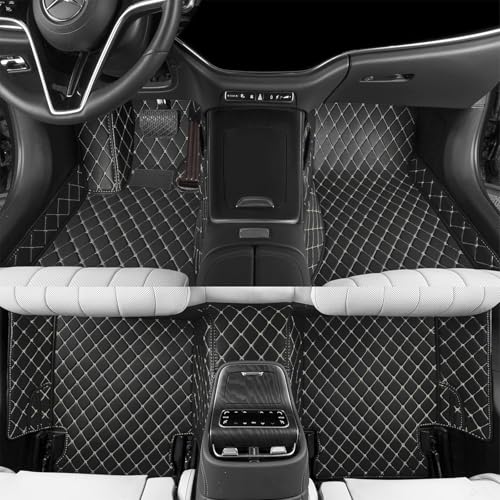 Floor Mats for Cars, All-Weather Mats, Waterproof Trim-to Fit Automotive Floor Mats for 99.9% Cars Sedan Trucks SUV, Custom Floor Liner Car Accessories (Black White) - color: Black White