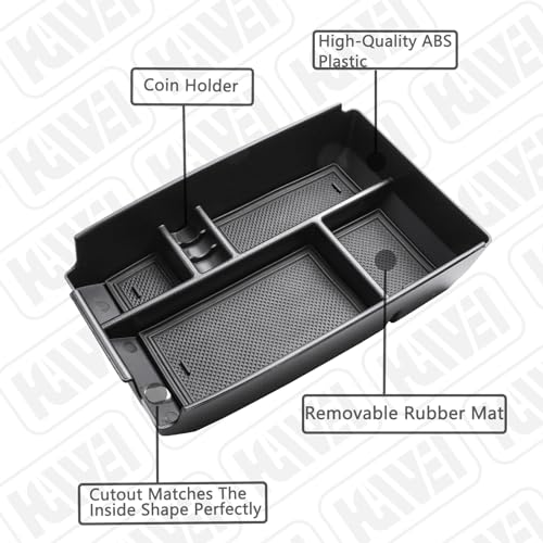 Center Console Organizer Tray Compatible with Ford Escape 2020-2026/Bronco Sport 2021-2025 Accessories, Insert Container ABS Secondary Armrest Storage Box (Not for U725 2-Door), Black