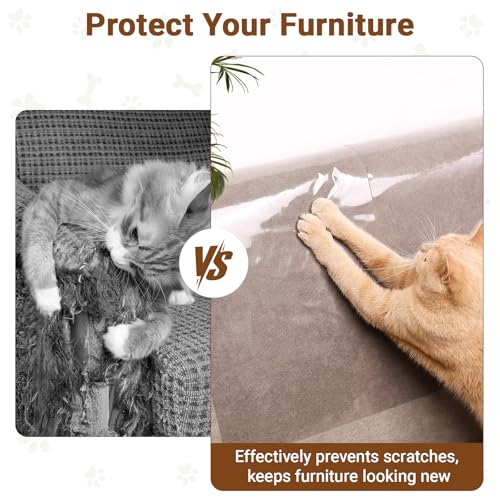 Anti Cat Scratch Furniture Protector - 118in*12in, Clear Couch Guards from Cats Scratch, Sofa Protectors from Pets Scratching, Door Protector from Dog Scratching, Self-Adhesive - 50 Pins - size: 118in*12in