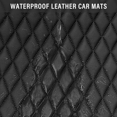 CAR PASS Bling Leather Car Mats Shining Diamond Floor Mats Sparkly Glitter Crystal Rhinestones Carpet Anti-Slip Waterproof Pad Universal Fit for Automotive SUV, Sedan, Van, 5pcs for Girl Women Black - color: Black Leather Diamond