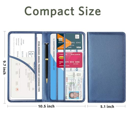 CoBak Car Registration and Insurance Holder - Vehicle Glove Box Car Organizer,Auto Truck Comparment Accessories Case with Magnetic Closure for Driver License,Cards, Carbon Blue - color: L-Carbon Blue