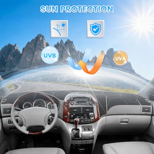 KUST Black Dash Cover Compatible with Toyota Sienna 2004-2010 Dashboard Cover Accessories for Sienna Non-Slip Polyester Dashboard Mat Custom Fit Center Console Sunshield Protector No Glare - size: Sienna 04-10(Black)