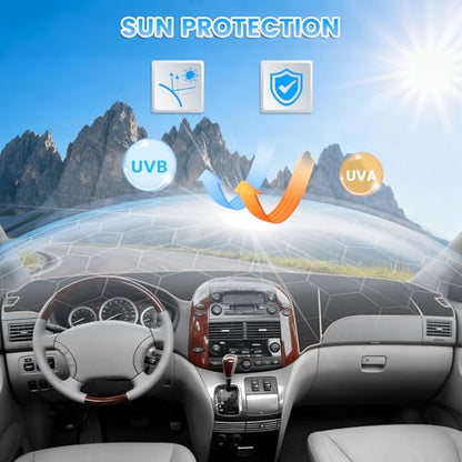 KUST Black Dash Cover Compatible with Toyota Sienna 2004-2010 Dashboard Cover Accessories for Sienna Non-Slip Polyester Dashboard Mat Custom Fit Center Console Sunshield Protector No Glare - size: Sienna 04-10(Black)