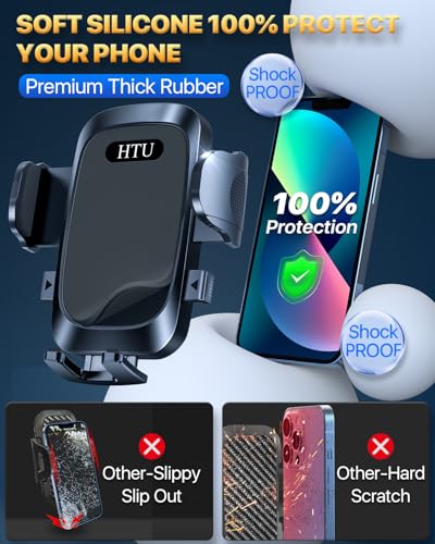 [True Military-Grade Car Phone Holder [2026 Upgraded Strongest Suction & Vent Clip] Cell Phone Car Mount for Dashboard Windshield Vent Truck Cradle Dash Stand,(Black)