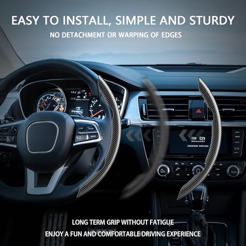 Steering Wheel Covers, Carbon Fiber Anti-Skid Clip on Car Steering Wheel Cover Protector 3PCs, with Magnetic Leather Sunglasses Holder for Car Visor, White - color: WHITE