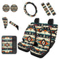 Dreaweet Aztec Car Seat Covers Full Set,Native American Geometric Car Deocr Set of 12,Universal Steering Wheel Cover with Center Console Cover,Cup Coasters,Seatbelt Covers,Gear Shift Handbrake Cover - color: Aztec Geometric