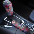 Hibiscus Hummingbird Cross Pattern 2 Pcs Car Handbrake Cover Set with Gear Shift Cover, Washable Auto Handbrake Grip Cover Stretchy Car Accessories Universal Fit for SUV Sedan Van - color: Hibiscus Hummingbird Cross