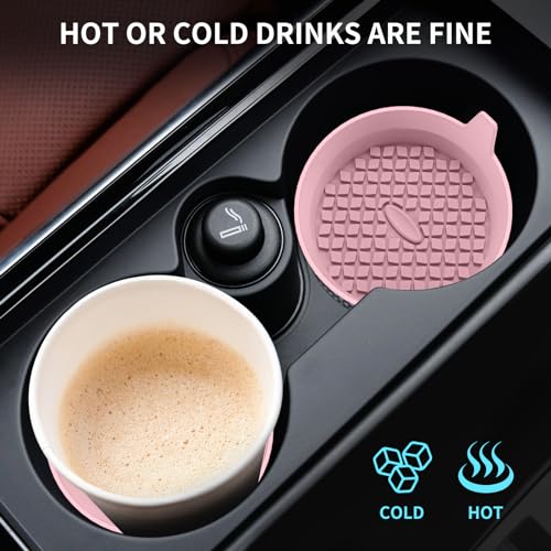ME.FAN Car Cup Holder Coasters [4 Pack] Silicone Cups Mats, Automotive Universal Non-Slip Recessed Interior Accessories Dusty Rose - color: 4 Pack-dusty Rose