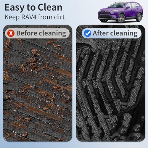 Floor Mats for Toyota RAV4 2025 2024-2019 (Include Hybrid) Full Set All Weather Floor Mats for Toyota RAV4 Accessories 2025 2024-2019 TPE Back Seat Cover Protector Trunk Frunk Mat - size: 2019-2025