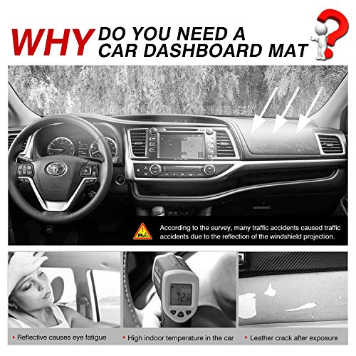 CARTIST Dashboard Cover Mat for 2014-2017 2018 2019 Toyota Highlander Accessories Dash Cover Suede Dash Mat Sunshade Glare UV Rays Protector - size: dash mat for Toyota Highlander 2014-2019